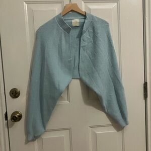 Joie-light blue ribbed cropped cardigan